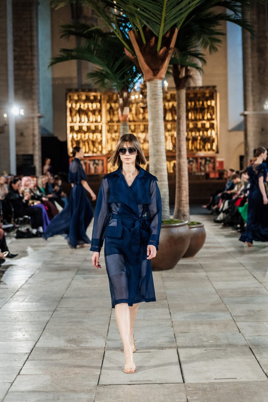 Navy Organdy Trench Coat - Image 2