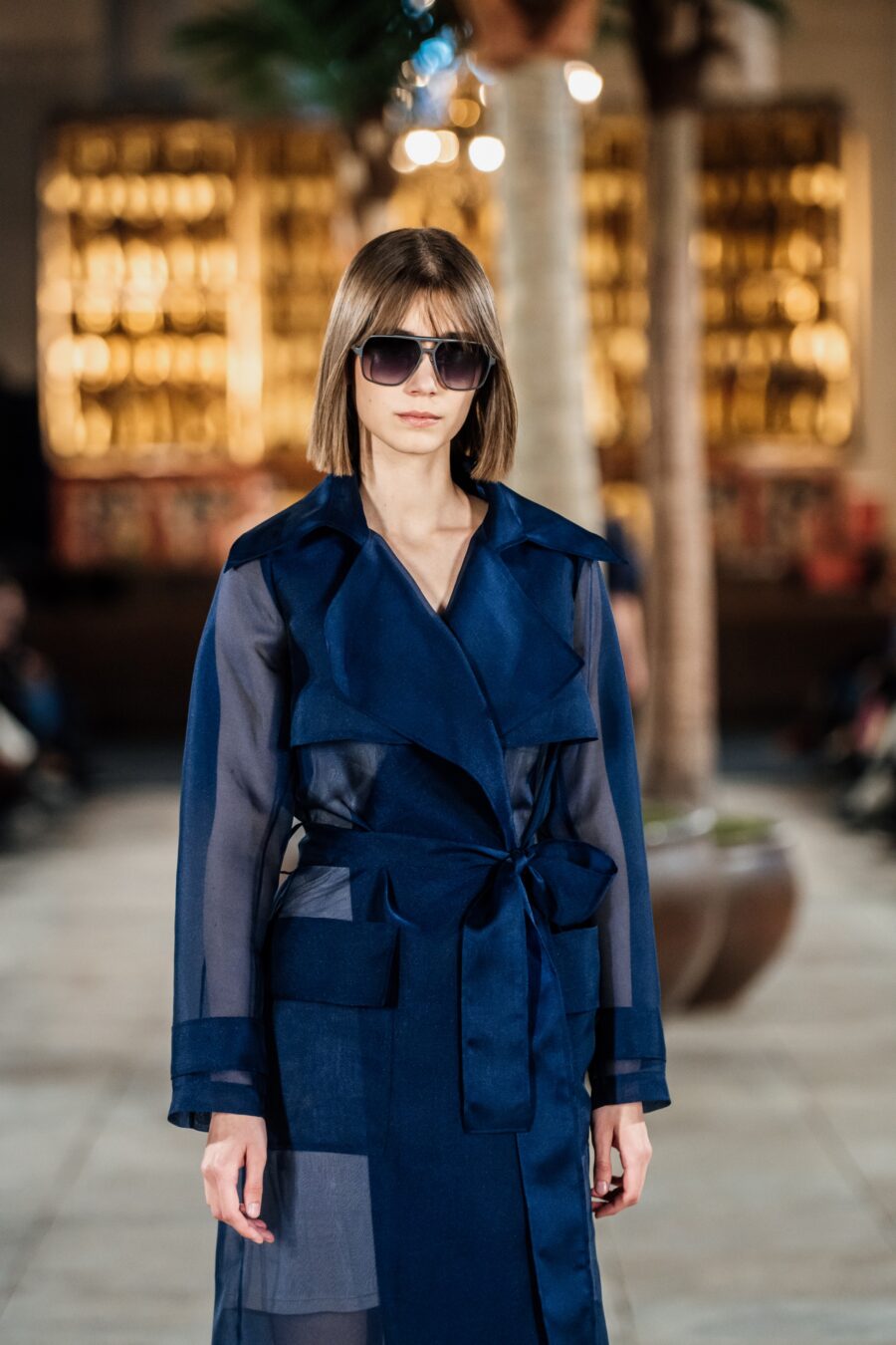 Navy Organdy Trench Coat - Image 3