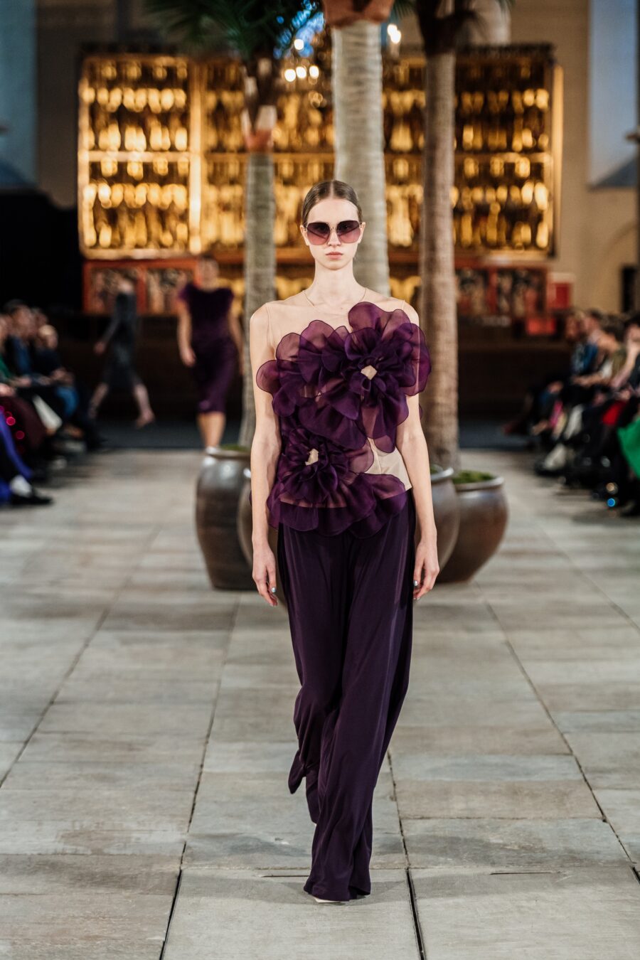 Burgundy Blossom Top and Wide Pants