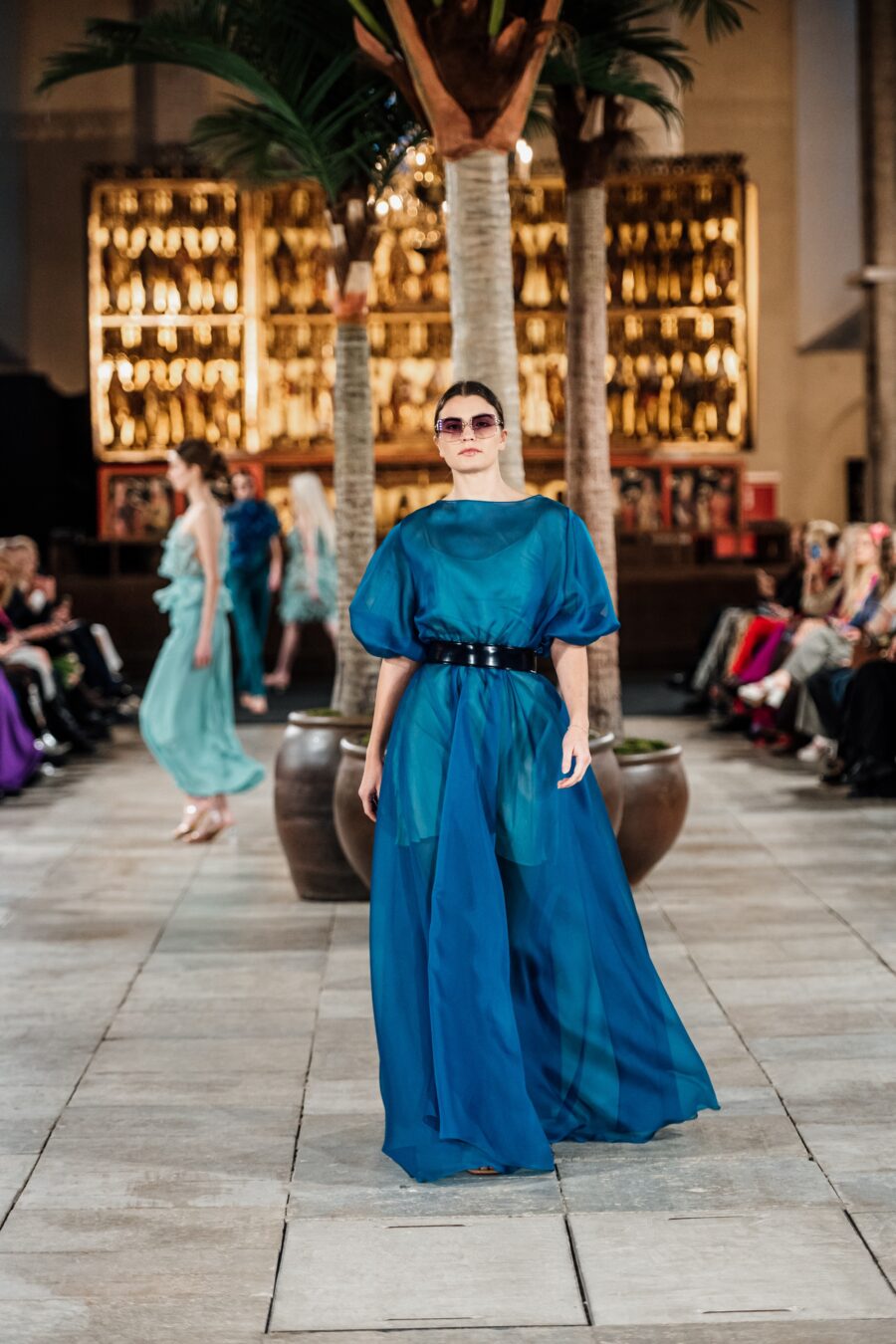 Petrol Organdy Gown - Image 2