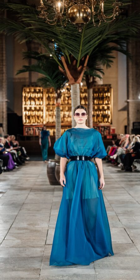 Petrol Organdy Gown