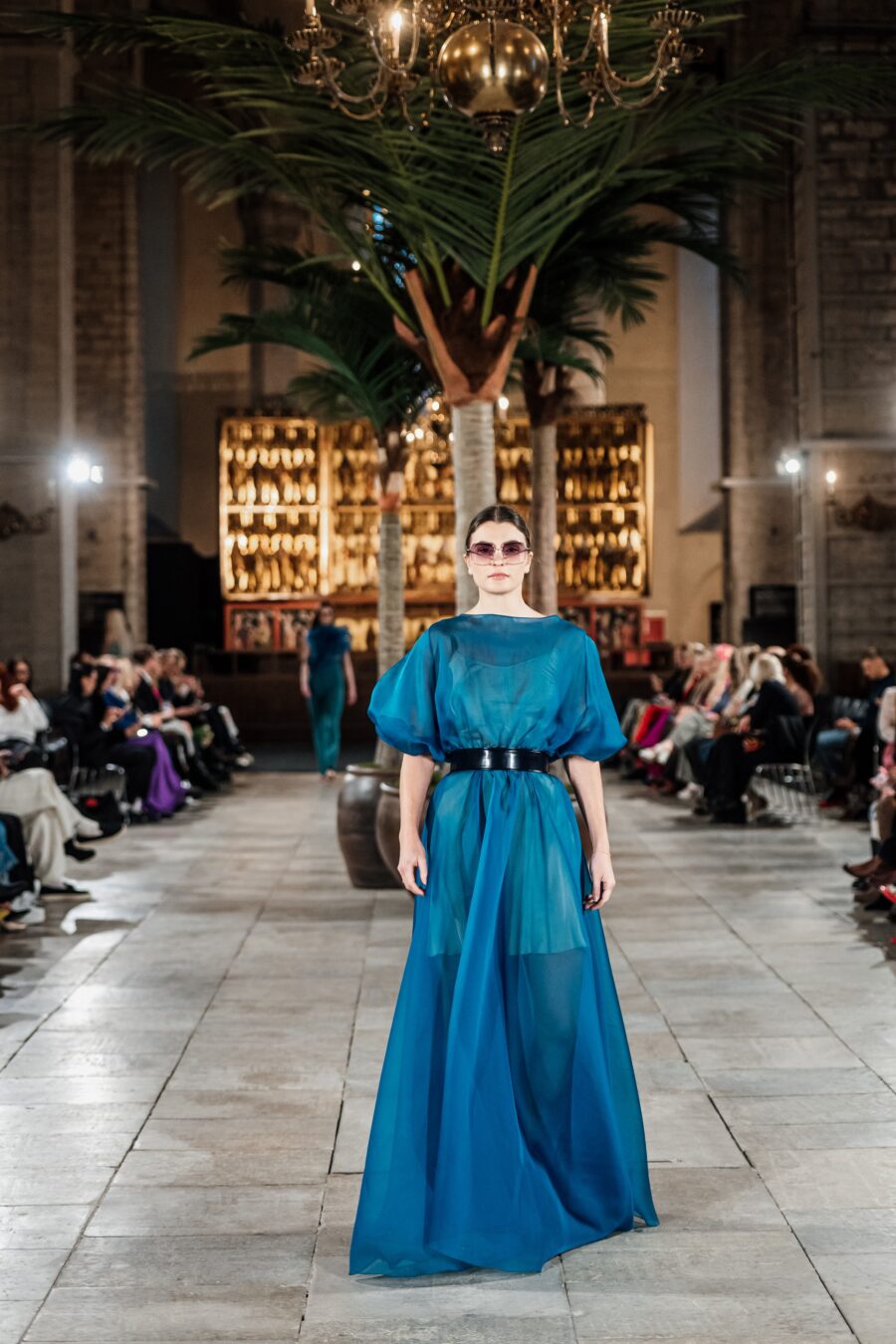 Petrol Organdy Gown