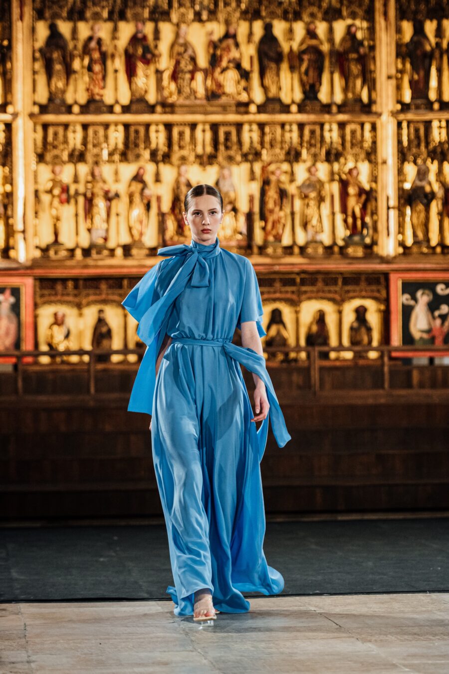 Dusty Blue Silk Gown - Image 5