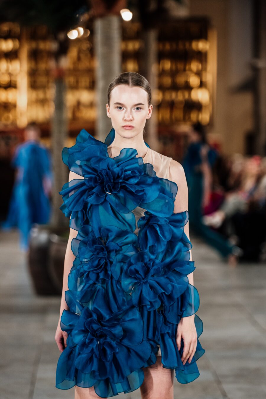 Petrol Blossom Mini Dress - Image 2