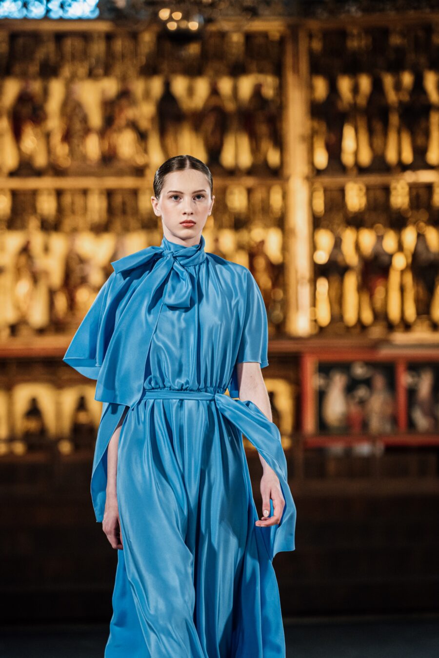 Dusty Blue Silk Gown - Image 6