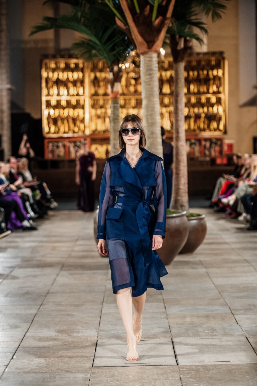 Navy Organdy Trench Coat - Image 4