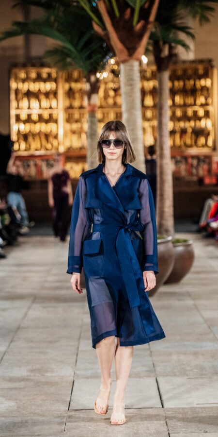 Navy Organdy Trench Coat