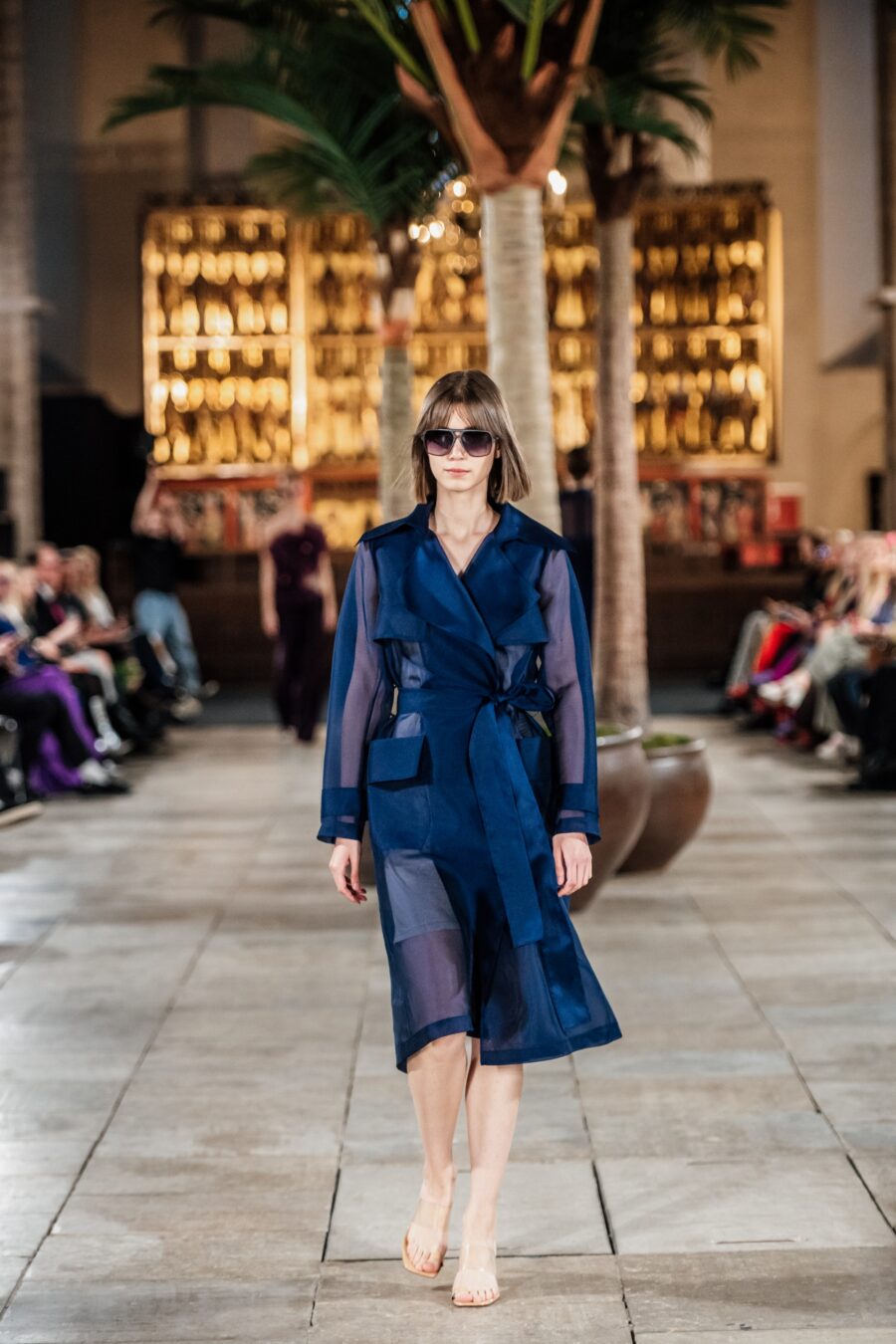Navy Organdy Trench Coat