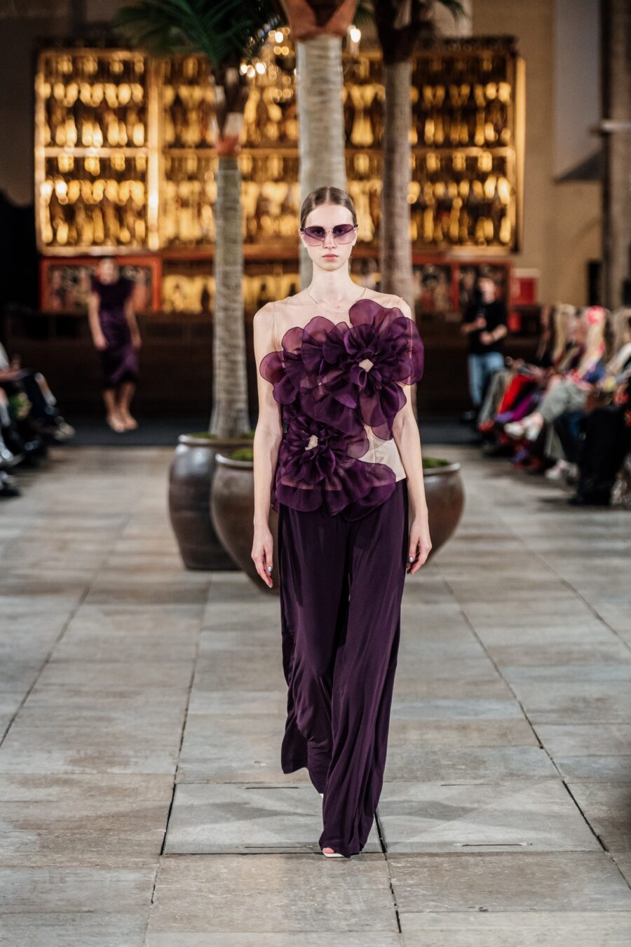 Burgundy Blossom Top and Wide Pants - Image 4