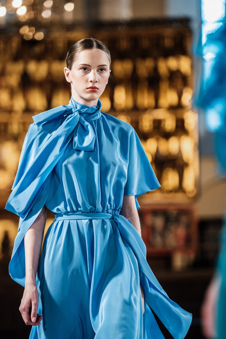 Dusty Blue Silk Gown - Image 7