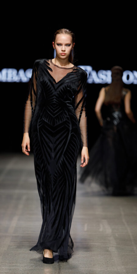 Black Wings Gown with Long Sleeves