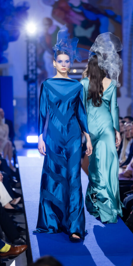 Petrol Silk Bias Cut Dress